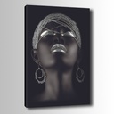 Vászon falikép, 30x80 cm női arc fekete-ezüst - LA FEMME