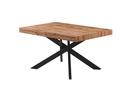 Kihúzható étkezőasztal, fa, fekete fém lábakkal, 140 x 90 cm - RUSTICO