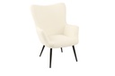 Fotel, buklé szövet, krémszínű, fekete fém lábakkal - BOBLY