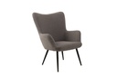 Fotel, buklé szövet, szürke, fekete fém lábakkal - BOBLY