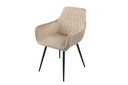 Étkezőfotel, bársony, krémszínű, fekete fém lábakkal - CONFITOU