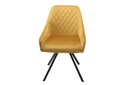 Forgó étkezőszék, bársony, sárga, fekete fém lábakkal - TOURNI