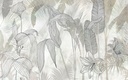 Leveleket ábrázoló tapéta, 400x250 cm, bézs - fehér - fekete - TRANQUIL