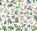 Növénymintás tapéta, 300x250 cm, zöld - fehér - rózsaszín - FLEUR DE CROCHET