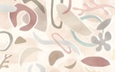 Organikus mintákat ábrázoló tapéta, 2. változat, pasztell színekkel, 400x250 cm, bézs - szürke - rózsaszín - kék - DESSIN