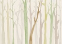 Színes fatörzseket ábrázoló tapéta, 350x250 cm, bézs - zöld - szürke - LES ARBRES