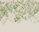 Lelógó növényeket ábrázoló tapéta, 300x250 cm, zöld - barna - fehér - BOULEAU