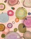 Színes körökkel mintázott tapéta, 200x250 cm, rózsaszín - narancssárga - zöld - BULLES