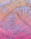 Trópusi levelekkel mintázott tapéta, élénk színekkel, 200x250 cm, lila - narancssárga - rózsaszín - TROPIQUES