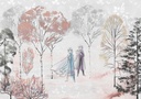 Frozen Elsa és Anna a téli erdőben tapéta, 400x280 cm, kék - lila - rózsaszín - PRINCESSE