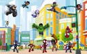 Spidey várostnéz a barátaival tapéta, sokszínű, 400x250 cm, sárga - zöld - kék - HEROS