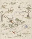 Micimackó tékép tapéta, 200x240 cm, bézs - zöld - fehér - CARTE AUX TRESORS