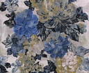 Hideg színű virágok, arany díszítéssel, 300x250 cm, kék - szürke - arany - PIVOINE BLEU