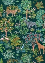 Dzsungel mintákjú tapéta, vidám színekkel, 200x280 cm, zöld - barna - kék - ROUSSEAU