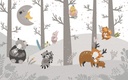 Ölelkező állatok az erdőben tapéta, 400x250 cm, szürke - barna - bézs - BONNE NUIT
