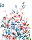 Színes virágokkal mintázott tapéta, 200x250 cm, rózsaszín - kék - zöld - DAHLIA