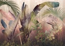 Egzotikus növényeket ábrázoló színes tapéta, 350x250 cm, rózsaszín - zöld - lila - EXOT