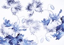 Növénymintás tapéta, téli színekkel, 350x250 cm, kék - fehér - EN BLEU