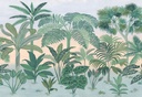 Egzotikus növényeket ábrázoló tapéta, 368x254 cm, zöld - kék - narancssárga - PALMERIE