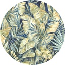 Fali matrica, levélmintás, kerek, 125 cm, zöld - sárga - kék - LEAVES