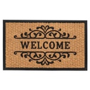 Lábtörlő, barna - fekete, rattan - gumi, 40x60 cm - BIENVENU