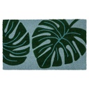 Lábtörlő, levélmintás, sötétzöld - világoskék, műanyag, 40x60 cm - PALMERETTE