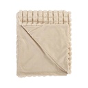 Takaró, négyzet mintás, bézs, poliészter, 150x200 cm - ETHEREA