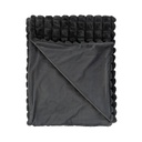 Takaró, négyzet mintás, sötétszürke, poliészter, 150x200 cm - ETHEREA