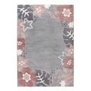 Szőnyeg, levelek és virágok, ezüst - rózsaszín, 80x150 cm - BEBE BOHEME