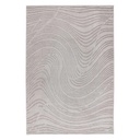 Szőnyeg, íves vonalakkal mintázott, ezüst - szürke, poliészter, 200x290 cm - MYRALIS