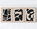 Falikép szett, 3 db, hegyek, absztrakt, fekete - bézs, 50x70 cm - TRIO