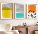 Falikép szett, 3 db, élénk színek, sárga - türkiz - narancssárga, 50x70 cm - TRIO