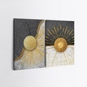 Falikép szett, 2 db, napot ábrázol, arany - fekete - fehér, 70x100 cm