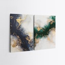Falikép szett, 2 db, felhőszerű mintával, arany - kék - zöld, 70x100 cm