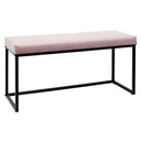 Ülőké pad, bársony fém fekete lábakkal 100x48 cm, púderrózsaszín - PLAT