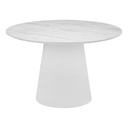Étkezőasztal, márványhatású, kerek, fa, fehér, 120 cm - LUNE