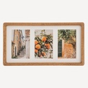 Fali kép 40x20 cm , kerettel, 3 képpel, fa - üveg, bézs - SOUVENIRS
