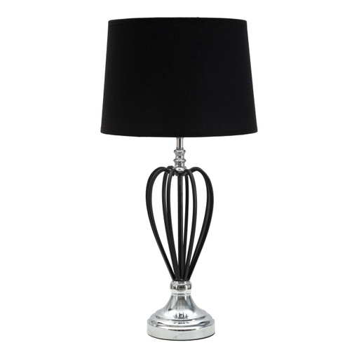 [DEMF-1711490001[D]] Asztali lámpa, csepp alakú fekete vázzal, ezüst - ELEGANTE