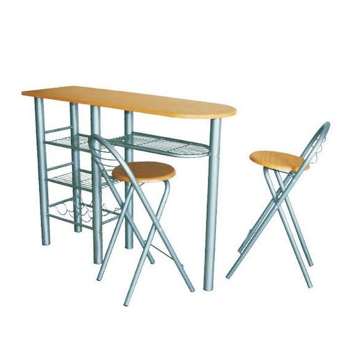 [DETK-008420[D]] Bárasztal szett, 2 székkel és polcokkal, bükkfa - BAR