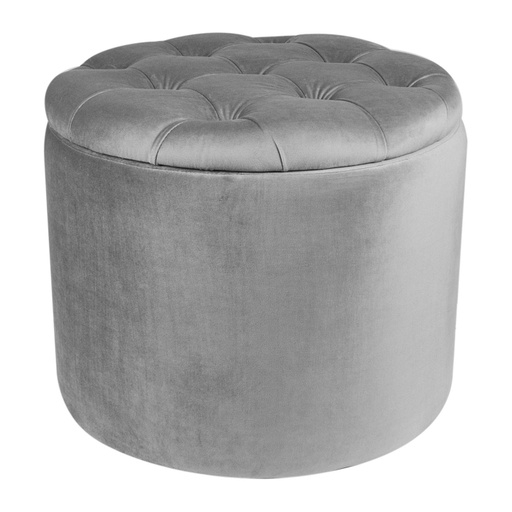 [DEIV-40735[D]] Chesterfield tárolós bársony ülőke, ezüstszürke - POMPADOUR
