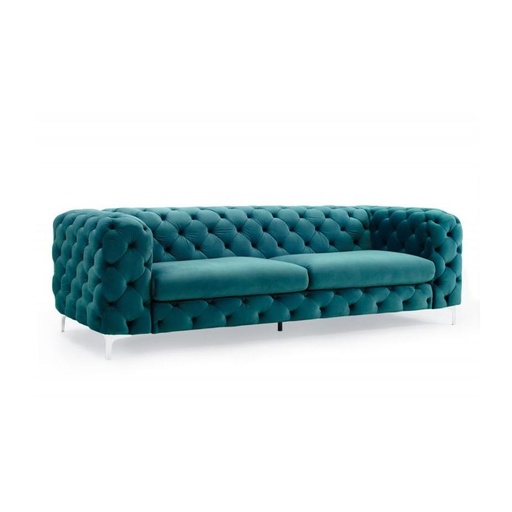 [DEIV-38716[D]] 3 személyes modern barokk bársony kanapé, türkiz - BAGATELLE