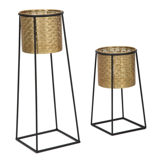 [DEMF-1422940000[D]] Art déco kaspó szett, vas állvánnyal, 2 db, arany - MAYRON