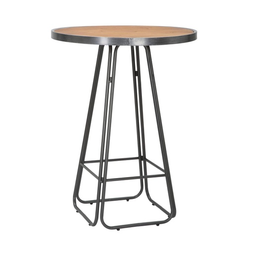 [DEMF-142219000R[D]] Kerek fém bárasztal, lábtartóval, 80 cm, fenyő - TUCH