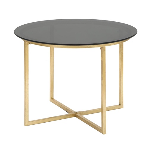 [DEMF-1422500000[D]] Kerek üveg dohányzóasztal, 58 cm, fekete-arany - SIRIUS