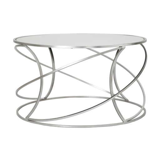 [DEMF-1423080000[D]] Kerek tükrös dohányzóasztal, csavart lábbal, 80 cm, ezüst - ARCTURUS