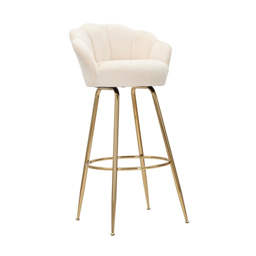 [DEMF-142378000C[D]] Kagyló formájú bársony bárszék, 90 cm, krémszínű - COROLLE