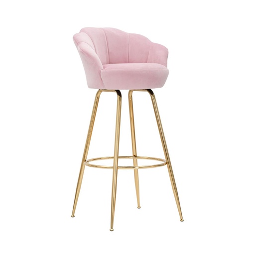 [DEMF-142378000R[D]] Kagyló formájú bársony bárszék, 90 cm, babarózsaszín - COROLLE