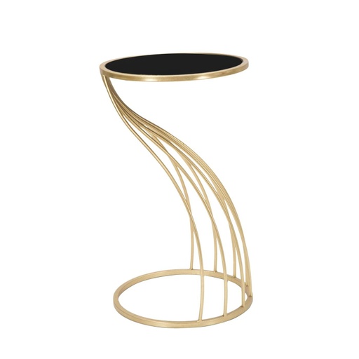 [DEMF-1422520003[D]] Kerek lerakóasztal, hajlított lábbal, 35 cm, arany-fekete - ARPEGE