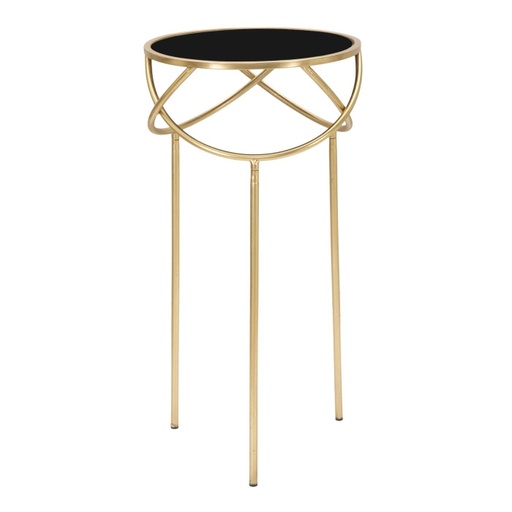 [DEMF-1422530000[D]] Kerek lerakóasztal, három lábbal, 40 cm, arany-fekete - RINGO