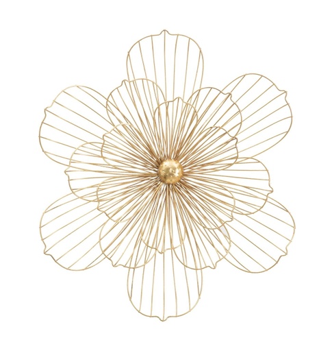 [DEMF-0319290001[D]] Fém virág fali dekoráció, keskeny levelekkel, arany - MALVA D'OR